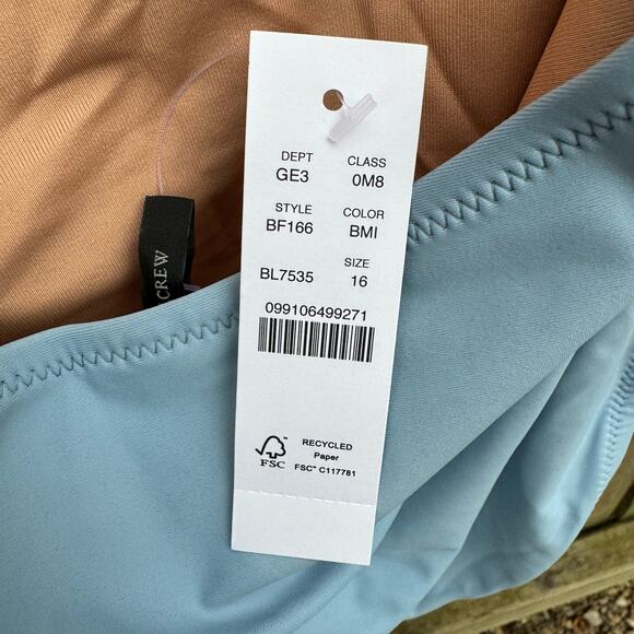 J. Crew Swimsuit Cutout Tie-Back One Piece Light Blue Size 16 - Picture 7 of 7